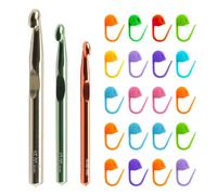 YSJCHEBS Agujas De Gancho De Aluminio De 3 Piezas, 20 Hebillas De Pistas De Tejido, Agujas De Gancho De Metal, Trajes De Herramientas De Lana DIY, Juegos Tejidos para Principiantes