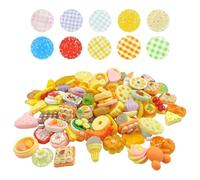 YSJCHEBS Alrededor de 100 Piezas de Juguetes de Alimentos simulados y 10 Piezas de Platos de Comida de Juguete, Mini Modelos de Alimentos Divertidos, Comida para muñecas, Juguetes de Resina Creativa