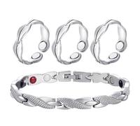 YSJCHEBS Anillos y Pulsera Magnética de Aleación para Mujer - 3 Anillos 1 Pulsera