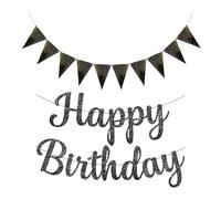 YSJCHEBS Bandera De Cumpleaños De 1 Pieza Y Bandera Triangular De 1 Pieza, Decoración De Fiesta De Cumpleaños, Bandera Brillante, Decoración De Escena De Fiesta