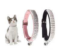 YSJCHEBS Collares De Diamantes De Imitación para Mascotas, 2 Uds. Ajustables, Brillantes, Rosa y Negro