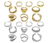 YSJCHEBS Conjunto De Anillos De Moda De 20 Piezas, Conjunto De Anillos para Nudillos, Anillos Ajustables Abiertos, Anillos Apilables, Joyas Apilables, Accesorios De Moda para Mujer