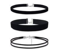 YSJCHEBS Conjunto De Gargantilla De Terciopelo Negro De 3 Piezas, Collar Simple De Moda, Collar Clásico, Accesorios Para Mujer