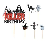 YSJCHEBS Inserto De Pastel Asesino De 1 Pieza, Inserto De Pastel Pequeño De 5 Piezas, Topper De Pastel, Decoración De Pastel De Terror, Inserto De Cupcake, Decoración De Postre De Pastel De Fiesta