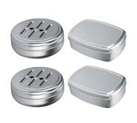 YSJCHEBS Jabonera Redonda De 2 Piezas Y Jabonera Cuadrada De 2 Piezas, Jabonera De Aluminio Extraíble, Jabonera De Drenaje, Mini Jabonera