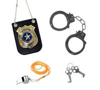 YSJCHEBS Juego De Policía De 3 Piezas, Disfraz De Policía para Niños, Equipo Policial, Disfraz De Swat para Niños, Esposas para Niños, Identificación De Policía, Placa De Policía