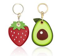 YSJCHEBS Llavero De Funda De Cuero De 2 Uds, Llavero De Aguacate Y Fresa, Llavero con Etiqueta De Aire, Llavero De Fruta Original, Llavero De Bolsa