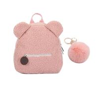 YSJCHEBS Mochila De Felpa Y Llavero De Bola De Piel, Bolso Para Niñas, Mochila De Oso, Gran Capacidad, Adecuada Para La Escuela, Viajes Y Actividades Al Aire Libre