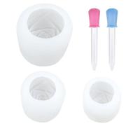 YSJCHEBS Moldes para Velas De 3 Piezas Y Goteros De 2 Piezas, Molde De Pétalos De Rosa, Molde De Silicona, Molde para Velas, Molde para Hacer Hielo, Molde Multifuncional