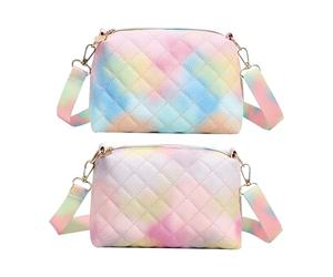 YSJCHEBS Pack De 2 Bolsos De Hombro Para Niñas, Bolso De Hombro De Diamantes De Colores, Mini Bolso De Hombro, Lindo Bolso De Arco Iris, Bolso De Moda Para Niñas, Bolso De Hombro Ajustable