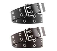 YSJCHEBS Pack De 2 Cinturones, Cinturones Sencillos Y De Moda, Cinturones Con Ojales De Doble Hilera, Cinturones Punk, Unisex, Cinturones Personalizados, Complementos Para Cinturilla