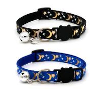 YSJCHEBS Pack De 2 Collares para Mascotas, Collares De Estrellas Y Luna, Collares para Perros Y Gatos, Collares con Cascabeles, Collares Reutilizables Ajustables, Artículos para Mascotas
