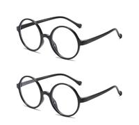 YSJCHEBS Pack De 2 Gafas Redondas Retro, Nerd, Montura Redonda, Gafas Sin Cristal