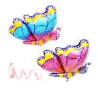 YSJCHEBS Pack De 2 Globos De Mariposa, 1 Rollo De Cinta, Mariposa De Decoración De Cumpleaños Infantil, Decoración De Mariposa De Fiesta De Cumpleaños, Globo De Papel De Aluminio Tridimensional
