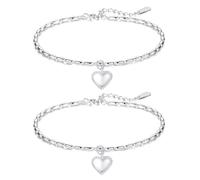 YSJCHEBS Pack De 2 Pulseras Con Colgante De Amor, De Perlas, Estilo Sencillo, Modernas Y Versátiles para Mujer, Complementos De Vestir