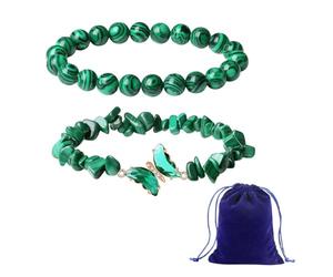 YSJCHEBS Pack De 2 Pulseras De Perlas Y 1 Bolsita para Joyería, Pulsera Elástica, Pulsera Sencilla, Pulsera Vintage, Pulsera De Regalo