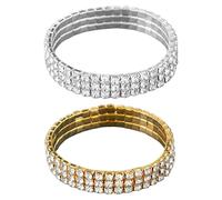 YSJCHEBS Pack De 2 Tobilleras para Mujer, Tobilleras Elásticas De Cristal, Tobilleras Multicapa Brillantes, Tobilleras De Playa De Verano, Cadenas Decorativas para Tobillo