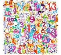 YSJCHEBS Paquete De 100 Pegatinas Alfanuméricas Creativas, Pegatinas Infantiles Interesantes, Pegatinas Educativas para Niños, Pegatinas Lindas De Animales, Pegatinas Decorativas