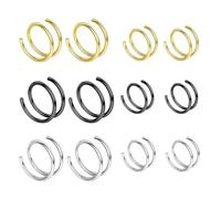 YSJCHEBS Paquete De 12 Anillos De Nariz En Espiral, Anillos De Nariz Clásicos Y De Moda, Anillos De Nariz Perforados para Mujeres, Anillos De Nariz De Acero Inoxidable, Anillos De Nariz Perforados