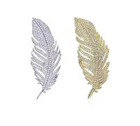 YSJCHEBS Paquete De 2 Broches De Plumas, Broches Simples De Moda, Corsés Elees para Mujer, Broches Creativos De Metal, Accesorios con Hebilla para Bufanda, Alfileres para Decoración De Ropa
