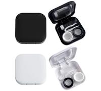 YSJCHEBS Paquete De 2 Cajas De Almacenamiento Cuadradas Para Lentes De Contacto, Caja De Almacenamiento Simple, Caja De Almacenamiento Con Espejo, Accesorios Para Lentes De Contacto