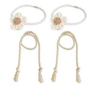 YSJCHEBS Paquete De 2 Cordones De Cortina Florales, 2 Cortinas De Lazo, Lazos De Cortina Boho, Flores Magnéticas para Lazos De Cortina, Lazos Magnéticos para Cortinas