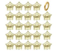YSJCHEBS Paquete De 24 Globos De Estrellas Y 1 Rollo De Cinta Dorada De 10 M De Largo, Globos De Papel De Aluminio Brillante, Globos De Decoración para Fiestas, Artículos para Fiestas