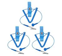 YSJCHEBS Paquete De 3 Muñequeras Antiestáticas, Muñequeras Antiestáticas Ajustables, Muñequeras De PVC con Conexión A Tierra para Descargar Electricidad Estática, Muñequeras Reutilizables