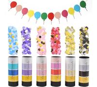 YSJCHEBS Paquete de 6 Fuegos Artificiales Pequeños, Bandera de Globo Colorido, Cañón de Confeti Biodegradable Multiusos