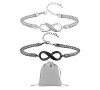 YSJCHEBS Pulseras De 2 Piezas, Bolsa para Guardar Joyas De 1 Pieza, Pulseras Ajustables, Pulseras Unisex, Pulseras De La Amistad, Pulseras En Forma De Ocho, Pulseras De Pareja