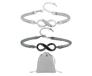 YSJCHEBS Pulseras De 2 Piezas, Bolsa para Guardar Joyas De 1 Pieza, Pulseras Ajustables, Pulseras Unisex, Pulseras De La Amistad, Pulseras En Forma De Ocho, Pulseras De Pareja