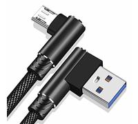 YSJJZRL Cable de carga micro USB, 2 Pack(10ft) Cable de ángulo recto de 90 grados Cable de carga y sincronización rápida trenzado de nailon para Android Micro Smartphones USB y más-Negro