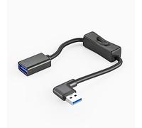 YSJJZRL Cable de extensión USB 3.0 de 90 Grados con Interruptor Recto/Arriba/Abajo/Izquierda/Ángulo Recto Cable Extensor USB Macho a Hembra (0.3M,Izquierda)