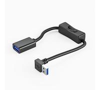 YSJJZRL Cable de extensión USB 3.0 de 90 Grados con Interruptor Recto/Arriba/Abajo/Izquierda/Ángulo Recto Cable Extensor USB Macho a Hembra (0.3M,Abajo)