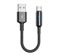 YSJJZRL Cable USB Tipo C, USB A a USB C LED 2A Cable de Carga Trenzado de Carga rápida Compatible con Samsung Galaxy S10 S9 S8 Plus, Note 9 8 (0.25M,Negro)