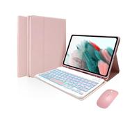 YSJX Flip Cover Keyboard and Mouse Set Suitable for Samsung Galaxy Tab S11/SM-X730/X736B(Pink+Backlit Keyboard+Mouse)