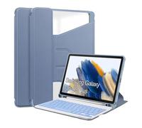 YSJX Funda acrílica con Soporte Giratorio de 360°, Ranura for lápiz y Cubierta de Teclado Desmontable, Compatible con Samsung Galaxy Tab A9+ Plus de 11 Pulgadas SM-X216/X210(Misty Blue+Keyboard)