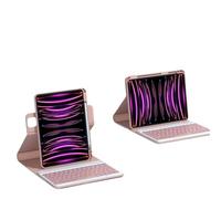 YSJX Funda de Cuero Protectora con Teclado magnético y Carcasa giratoria for Tableta, Compatible con iPad Pro de 11 Pulgadas, Air 4 y Air 5 de 10,9 Pulgadas, Universal.(Pink+Keyboard)