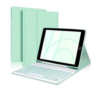 YSJX Funda de Cuero PU+TPU con Soporte, Ranura for bolígrafo y Teclado retroiluminado Desmontable, Compatible con iPad Air5/Air4 de 10,9 Pulgadas.(Mint+Keyboard)