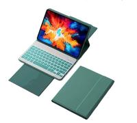 YSJX Funda Protectora De Cuero con Teclado Desmontable Adecuada for Samsung Tab A7 Lite-8.7-Pulgadas T220/225(Dark Green+Backlit Keyboard)