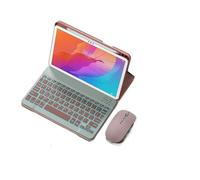 YSJX Funda Protectora de Cuero for Tableta con Ranura for bolígrafo y Teclado QWERTY Compatible con Huawei Matepad SE11 Pulgadas 2024 Universal(Pink+White Backlit KB+Mouse)