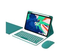 YSJX Funda Protectora de Cuero for Tableta con Ranura for lápiz y Teclado QWERTY, Compatible con Huawei Matepad Air de 12 Pulgadas, Universal(Green+Round Keyboard+Mouse)
