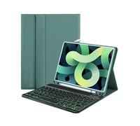 YSJX Funda Protectora de Cuero for Tableta con Teclado QWERTY Adecuada for iPad Air de 13 Pulgadas (2024-2025) Universal(Dark Green+Black Backlit KB)