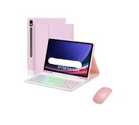 YSJX Funda Protectora for Teclado extraíble con retroiluminación RGB, Adecuada for Samsung Galaxy Tab S9 de 11 Pulgadas X710/X716B/X718U(Pink+Keyboard+Mouse)