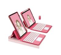 YSJX Funda Protectora Horizontal/Vertical con Teclado QWERTY Adecuada for iPad Mini 7 2024/mini6 2021-8,3 Pulgadas Universal(Red+Touch Keyboard2+Mouse)