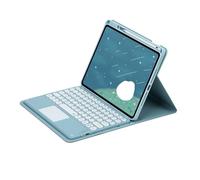 YSJX Teclado magnético con Teclas Redondas, Funda de Cuero con rotación de 360 Grados, Compatible con iPad Pro de 11 Pulgadas y iPad Air 7 de 11 Pulgadas Universal.(Mist Blue+Touch Keyboard)