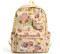 YskerrigToy Capybara Mochilas Infantiles, Capybara Mochila Escolar Bolsa de Escuela Primaria Ajustable Mochila Kawaii Bolsas Escolares Mochilas Colegio Primaria para Deporte y Viajes(Beige)