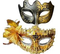 YskerrigToy Máscara Veneciana Parejas, Máscaras de Carnaval de Media Cara, Mascarada Negra, Mascaras Carnaval Máscaras Veneciana para Hombre Mujer Disfraces Fiesta Accesorios 2 Piezas