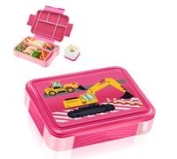 Yskmefun Fiambrera para Niños, 1330ML Lunch Bento Box, Lunch Box Sin BPA, con 6 Compartimentos y Cubiertos, Bento Box para Microondas y Lavavajillas, Fiambrera Infantil de Excavador