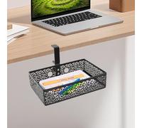 YSLoccbac Organizador de maquillaje y almacenamiento debajo del escritorio: diseño oculto y giratorio para un escritorio ordenado. Papelería, documentos y objetos pequeños fáciles de organizar.